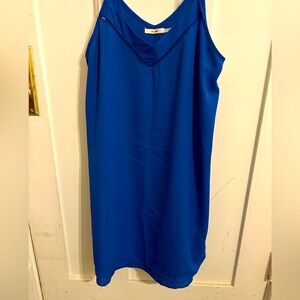 Francesca's Mi Ami Blue Slip Dress with Shimmer Thread